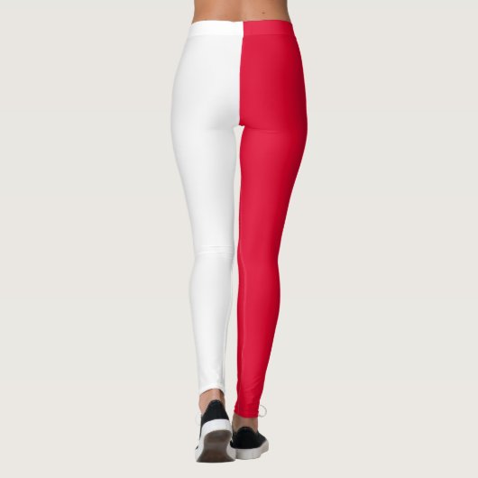Rood wit tweekleurig splitsen half ontwerp leggings (Achterkant)