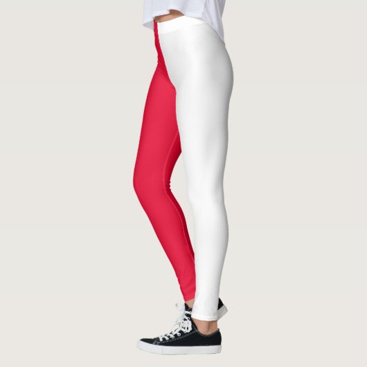 Rood wit tweekleurig splitsen half ontwerp leggings (Links)