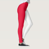 Rood wit tweekleurig splitsen half ontwerp leggings (Rechts)