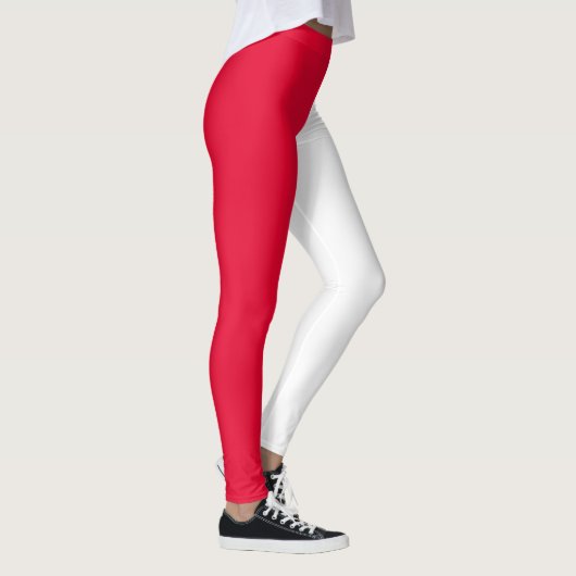 Rood wit tweekleurig splitsen half ontwerp leggings (Rechts)