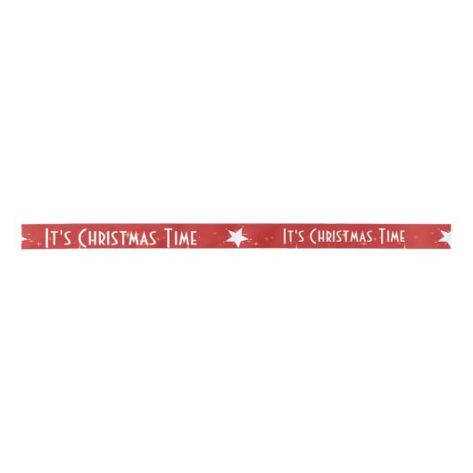  Rood Wit Typografie Het is Kersttijd Satijnen Lint (Voorkant)