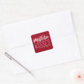 Rood Wit Typografie Kerst Vierkante Sticker (Envelop)