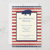 Rood, Wit & U 4e juli barbecue Bday Uitnodiging (Voorkant)