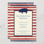 Rood, Wit & U 4e juli barbecue Bday Uitnodiging (Voorkant / Achterkant)