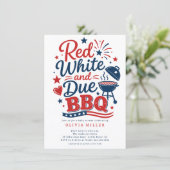 Rood Wit & Uitgenodigd BBQ Uitnodiging (Staand voorkant)