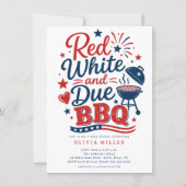 Rood Wit & Uitgenodigd BBQ Uitnodiging (Voorkant)