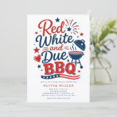 Rood Wit & Uitgenodigd voor BBQ Kaart (Staand voorkant)