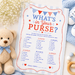 Rood Wit & Uitgeputte Tas Spel Baby Shower Kaart