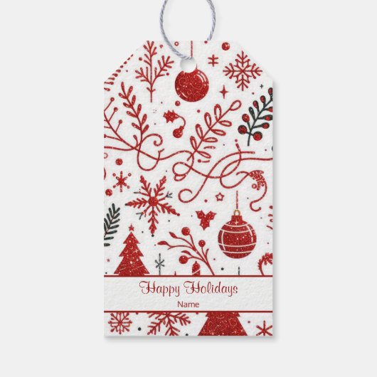 Rood Wit Vakantie Cadeau Label Cadeaulabel (Achterkant)