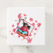 Rood & Wit Vakantie Vreugde Sneeuwvlokken Foto Gif Bedankjes Labels (In situ)