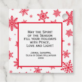 Rood & Wit Vakantie Vreugde Sneeuwvlokken Foto Gif Bedankjes Labels (Achterkant)