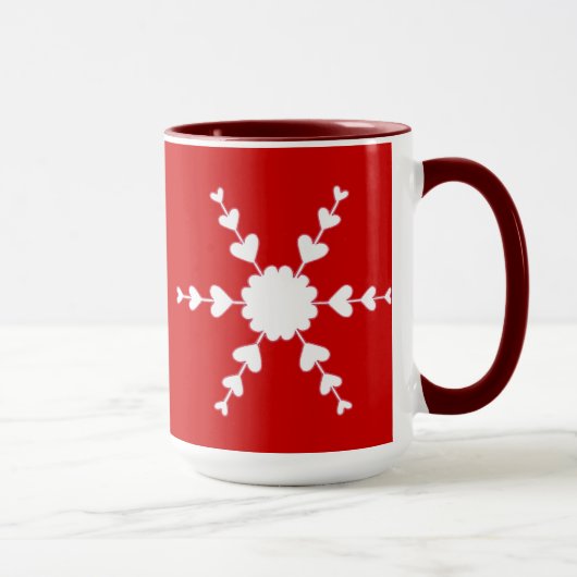 Rood Wit Valentijn Hart Sneeuwvlok Mokken (Rechts)