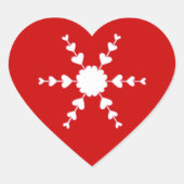 Rood Wit Valentijn Hart Sneeuwvlok Stickers (Voorkant)
