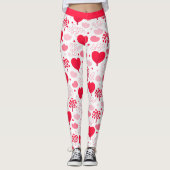 Rood & wit Valentijns boomvorm hartenpatroon Leggings (Voorkant)