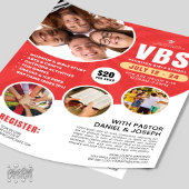 Rood & Wit VBS Vakantie Bijbel School Kerk Jeugd Flyer