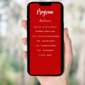 Rood wit verjaardagsprogramma dinerkaart kaart