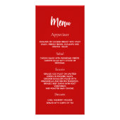 Rood wit verjaardagsprogramma dinerkaart reclamekaart (Achterkant)