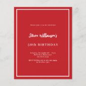 Rood wit verjaardagsuitnodiging (Voorkant)