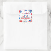 Rood, Wit & Verschuldigd Geslachtsneutrale Babybor Vierkante Sticker (Tas)