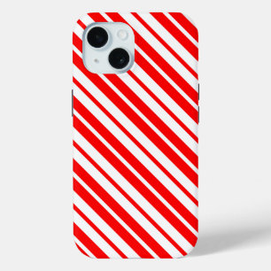 Rood Wit Verticaal Streepjespatroonontwerp iPhone 15 Case