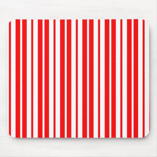 Rood Wit Verticaal Streepjespatroonontwerp Muismat (Voorkant)