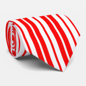 Rood Wit Verticaal Streepjespatroonontwerp Stropdas (Opgerold)