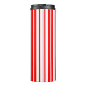 Rood Wit Verticaal Streepjespatroonontwerp Thermosbeker (Achterkant)