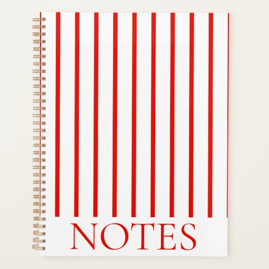 Rood & Wit Verticale Streep Moderne Minimalist Planner (Voorkant)