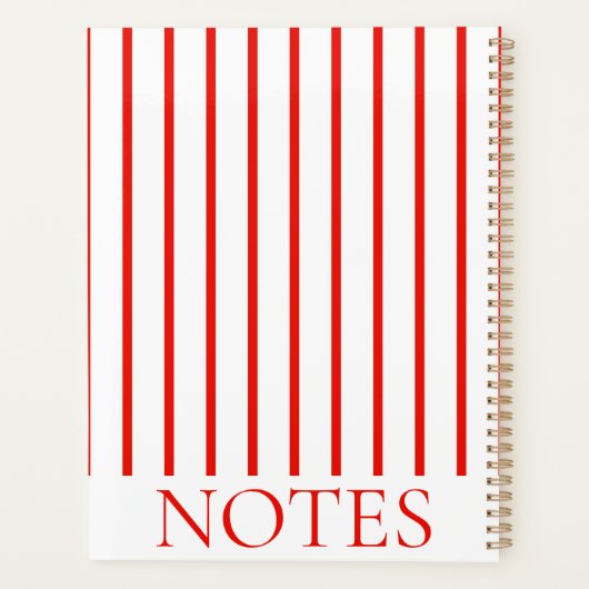Rood & Wit Verticale Streep Moderne Minimalist Planner (Achterkant)