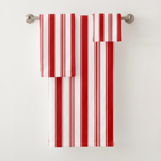 Rood & Wit Verticale Strepen (groot) Bad Handdoek (Insitu)