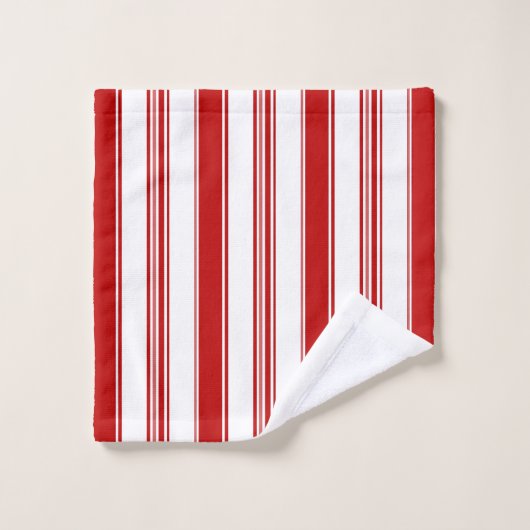 Rood & Wit Verticale Strepen (groot) Bad Handdoek (Wasdoekje)