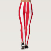 Rood & Wit Verticale Strepen Halloween Kostuum Leggings (Achterkant)