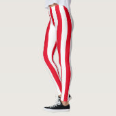 Rood & Wit Verticale Strepen Halloween Kostuum Leggings (Links)