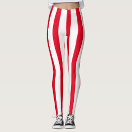 Rood & Wit Verticale Strepen Halloween Kostuum Leggings