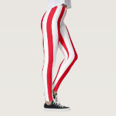 Rood & Wit Verticale Strepen Halloween Kostuum Leggings (Rechts)