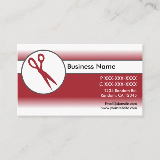 Rood wit vervagen schaar visitekaartjes (Voorkant)