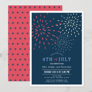 Rood, wit & verwacht 4 juli vuurwerk Baby shower i Kaart