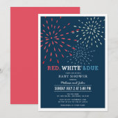 Rood, wit & verwacht 4 juli vuurwerk Baby shower i Kaart (Voorkant / Achterkant)