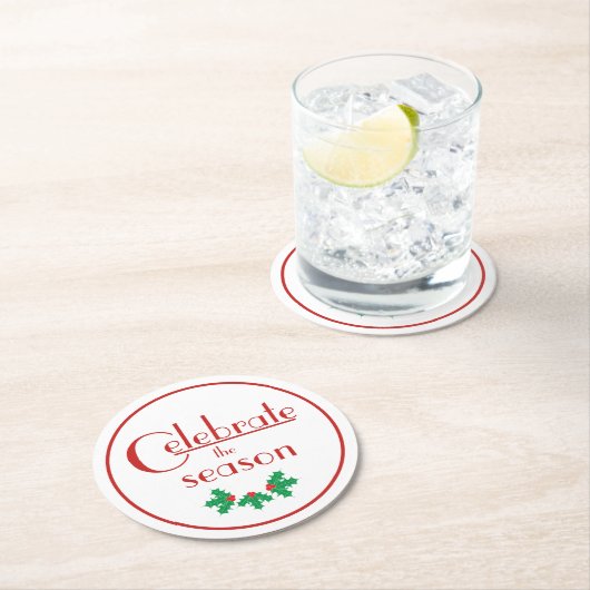 Rood Wit Vier het seizoen Ronde Kartonnen Onderzetter (Insitu)