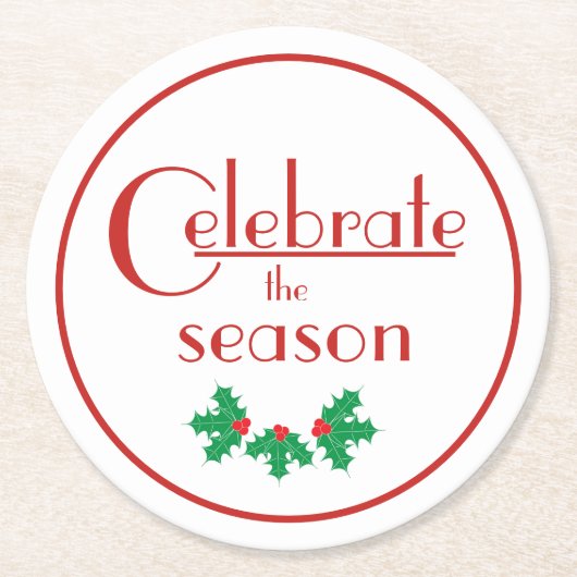 Rood Wit Vier het seizoen Ronde Kartonnen Onderzetter (Voorkant)