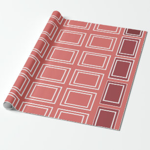 Rood Wit Vierkant Rechthoek geometrisch Cadeaupapier