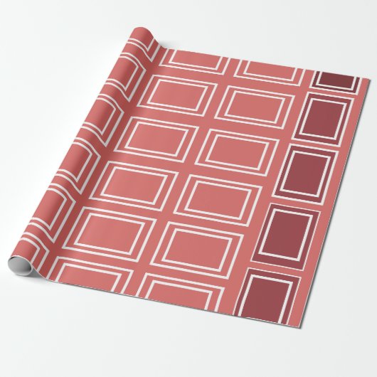 Rood Wit Vierkant Rechthoek geometrisch Cadeaupapier (Uitgerold)
