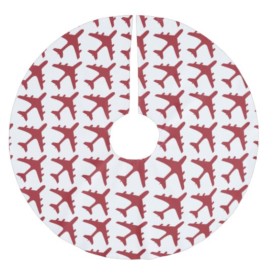 Rood wit vliegtuigpatroon rok kerstboom rok (Voorkant)