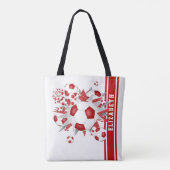 Rood wit voetbal blowout gepersonaliseerd tote bag (Achterkant)