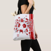 Rood wit voetbal blowout gepersonaliseerd tote bag (Dichtbij)