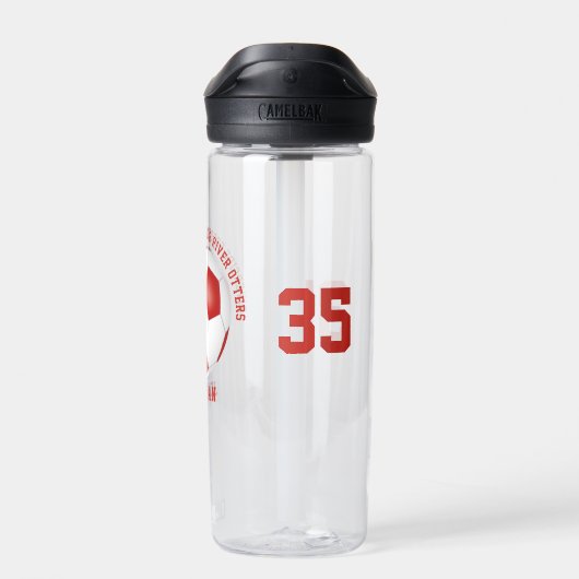 Rood Wit Voetbal Team Kleuren kinder tiener Custom Waterfles (Achterkant)