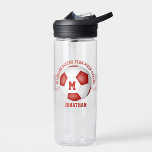 Rood Wit Voetbal Team Kleuren kinder tiener Custom Waterfles