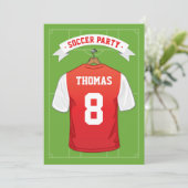 Rood & Wit Voetbal Verjaardagsuitnodiging Kaart (Staand voorkant)