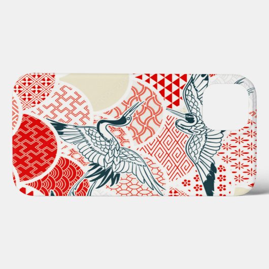 Rood Wit Vogel Japans Kimono Floral Case-Mate iPhone Case (Achterkant (horizontaal))