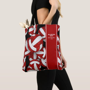 Rood wit volleybal einde seizoen team geschenken tote bag